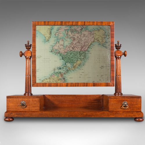 fig 3. Antique Dressing Mirror, English, Mahogany, Boudoir, Pedestal Base, Victorian