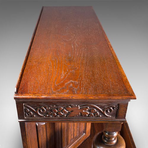 fig 6. Antique Carved Court Cabinet, English, Oak, Sideboard, Jacobean Revival, C.1910