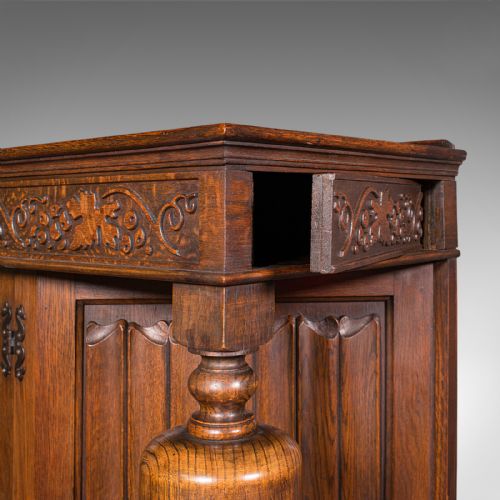 fig 7. Antique Carved Court Cabinet, English, Oak, Sideboard, Jacobean Revival, C.1910