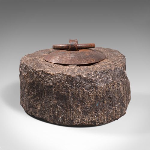 fig 1. Antique Hand Press, English, Granite, Iron, Carpet, Doorstop, Victorian, C.1900