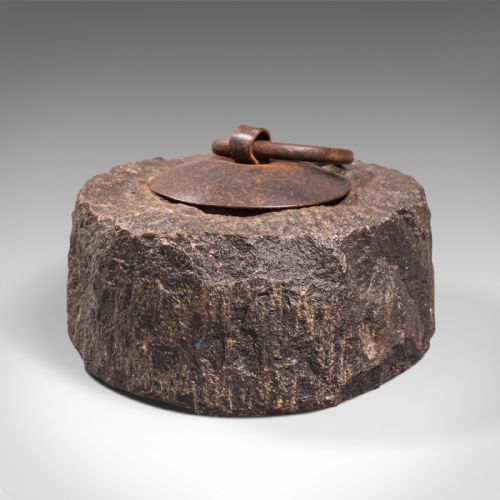fig 2. Antique Hand Press, English, Granite, Iron, Carpet, Doorstop, Victorian, C.1900