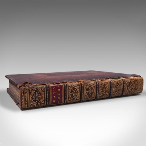 fig 2. Antique Poetry Book, English, Leather Bound, Poems, John Gay, Georgian, 1720