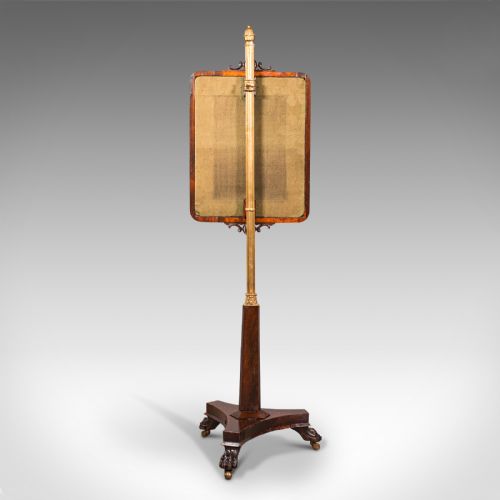 ANTIQUE FIRESIDE POLE SCREEN ENGLISH ROSEWOOD NEEDLEPOINT WILLIAM IV C1830 - ADDITIONAL PHOTO 4