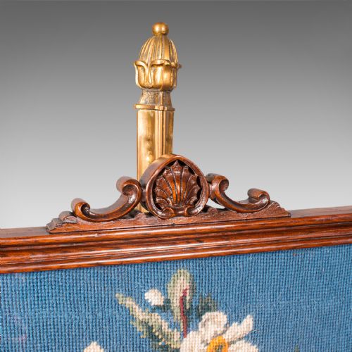ANTIQUE FIRESIDE POLE SCREEN ENGLISH ROSEWOOD NEEDLEPOINT WILLIAM IV C1830 - ADDITIONAL PHOTO 6