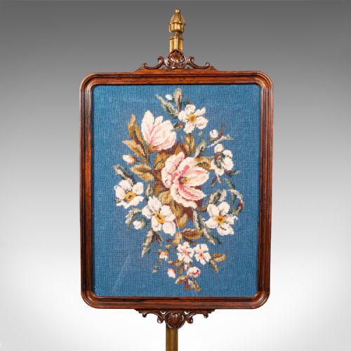 ANTIQUE FIRESIDE POLE SCREEN ENGLISH ROSEWOOD NEEDLEPOINT WILLIAM IV C1830 - ADDITIONAL PHOTO 7