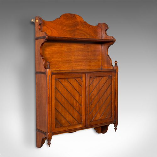 Antique Wall Mounted Cabinet, English, Mahogany, Hanging Whatnot, Victorian