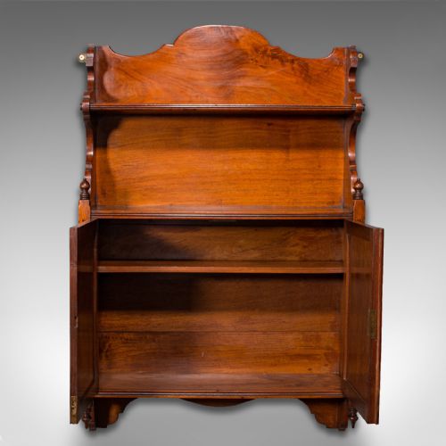 fig 2. Antique Wall Mounted Cabinet, English, Mahogany, Hanging Whatnot, Victorian