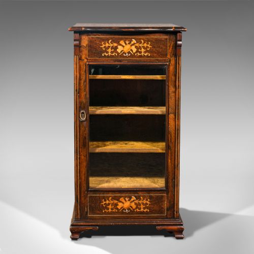 fig 3. Antique Music Cabinet, English, Rosewood, Display Case, Inlay, Victorian, C.1870