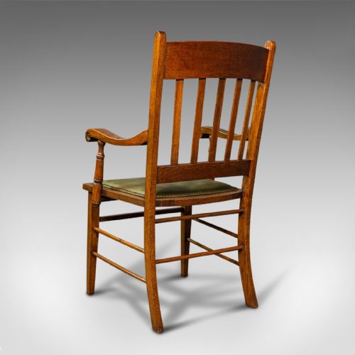 fig 2. Set, 6, Antique Dining Chairs, English, Oak, Carver, Seat, Arts And Crafts Taste