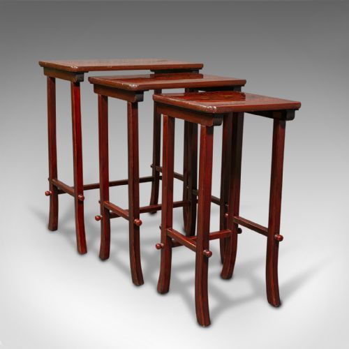 fig 1. Antique Nest of 3 Occasional Side Tables, Oriental, Japanned, Victorian, C.1900