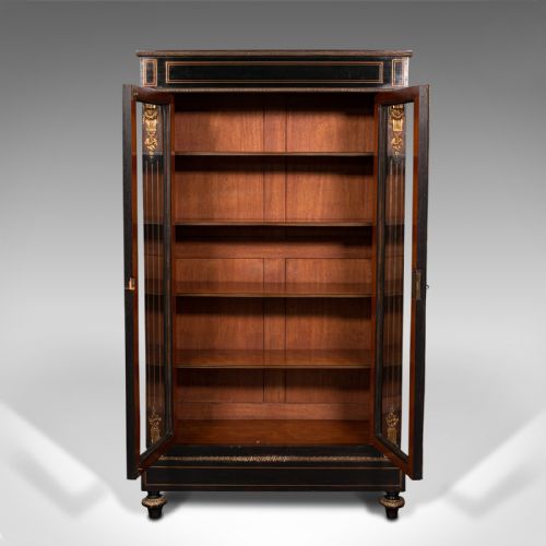 fig 2. Tall Antique Vitrine Cabinet, English, Display Case, Bookcase, Regency, C.1830