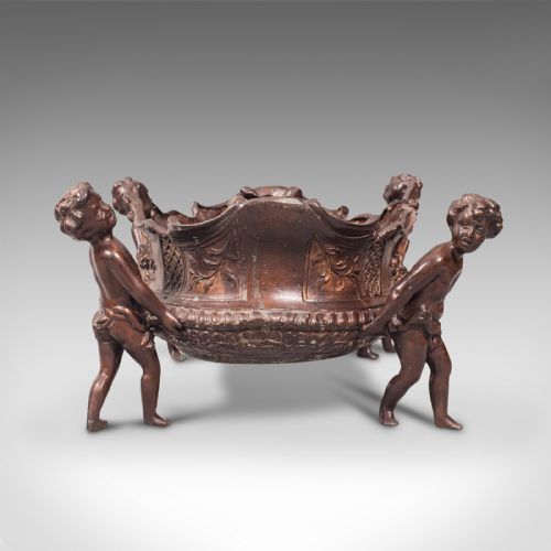 ANTIQUE DECORATIVE JARDINIERE ITALIAN BRONZE PLATTER SERVING BOWL VICTORIAN - ADDITIONAL PHOTO 2