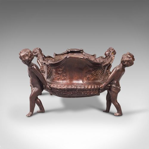 ANTIQUE DECORATIVE JARDINIERE ITALIAN BRONZE PLATTER SERVING BOWL VICTORIAN - ADDITIONAL PHOTO 4