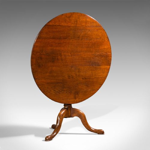 Antique Tilt Top Side Table, England, Oak, Occasional, Lamp, Georgian, C.1760