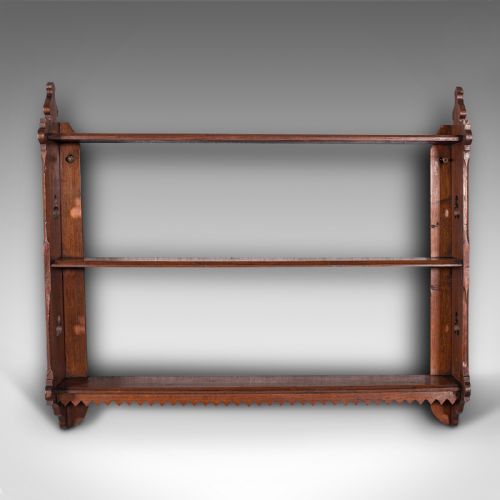 fig 1. Antique Mounted Whatnot, English, Oak, Wall Shelf, Arts And Crafts, Victorian