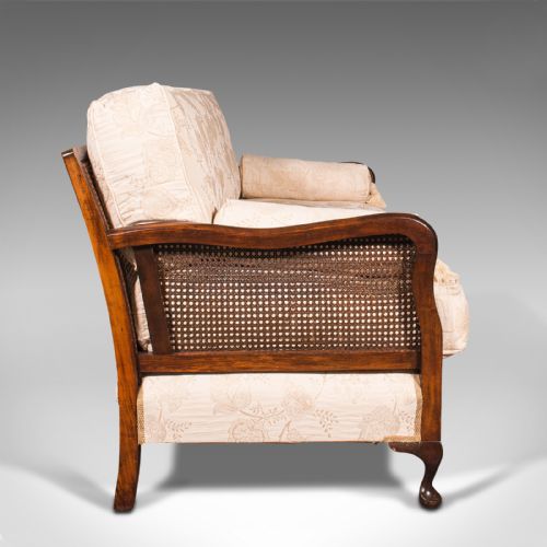 fig 3. Antique Bergere Sofa, English, Beech, Cane, 2 Seat Settee, Edwardian, Circa 1910