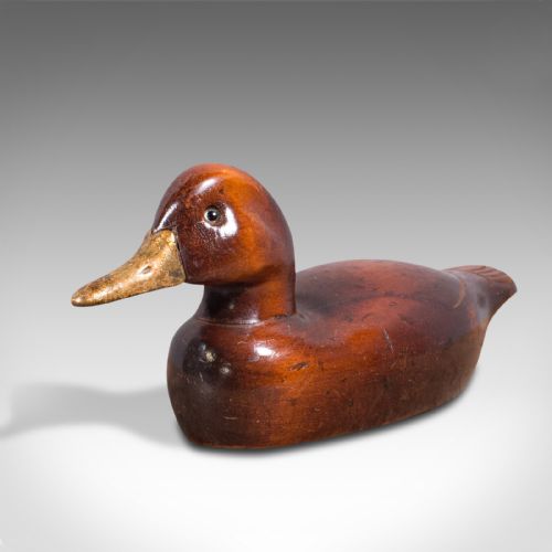 fig 2. Antique Decoy Duck, English, Carved Mallard Figure, Gilt, Edwardian, Circa 1910