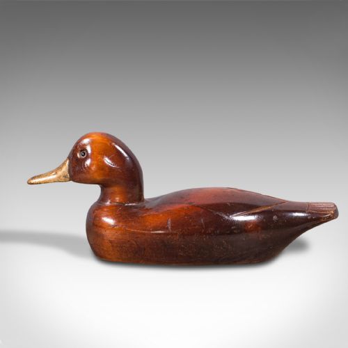 fig 3. Antique Decoy Duck, English, Carved Mallard Figure, Gilt, Edwardian, Circa 1910