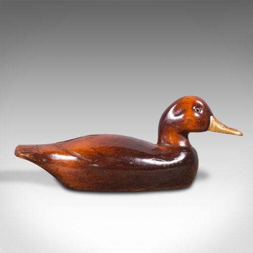 fig 4. Antique Decoy Duck, English, Carved Mallard Figure, Gilt, Edwardian, Circa 1910