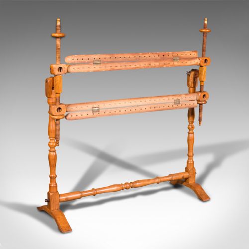 fig 1. Antique Tapestry Stretcher, English, Beech, Needlepoint Frame, Victorian, 1900