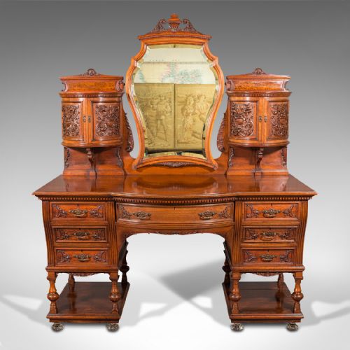 fig 1. Fine Antique Dressing Table, English, Walnut, Console, Gillow and Co, Victorian