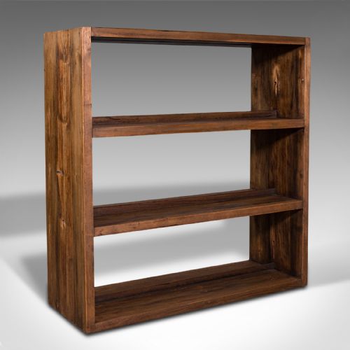 Antique Double Sided Bookcase, English, Pitch Pine, Open Book Shelf, Victorian