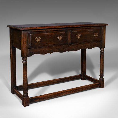 Antique Dresser Base, English, Oak, Side, Hall, Table, Late Georgian, Circa 1800