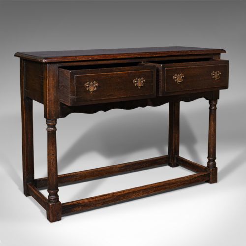 fig 1. Antique Dresser Base, English, Oak, Side, Hall, Table, Late Georgian, Circa 1800
