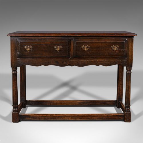 fig 2. Antique Dresser Base, English, Oak, Side, Hall, Table, Late Georgian, Circa 1800