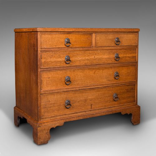 Antique Gentleman's Chest of Drawers, English, Oak, Tallboy, Georgian, C.1800