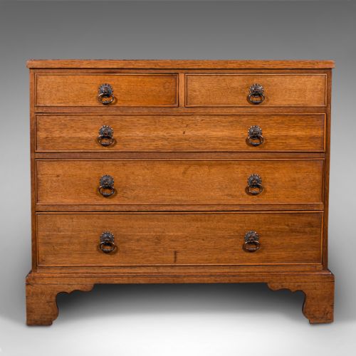 fig 3. Antique Gentleman's Chest Of Drawers, English, Oak, Tallboy, Georgian, C.1800
