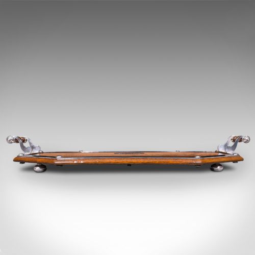 fig 2. Antique Presentation Tray, English, Oak, Silver Plate, Tea, Serving, Edwardian