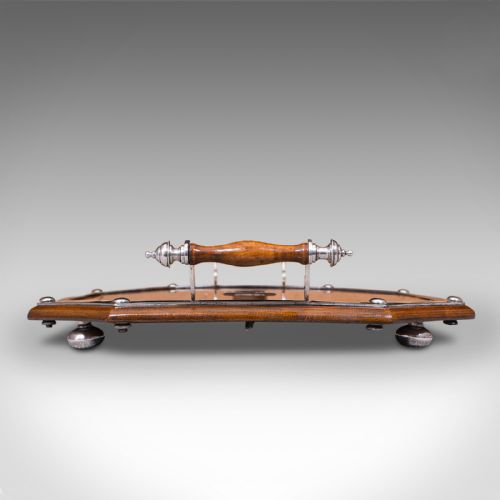 fig 3. Antique Presentation Tray, English, Oak, Silver Plate, Tea, Serving, Edwardian