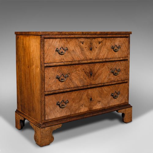 Antique Gentleman's Lowboy, English, Burr Walnut, Chest of Drawers, Georgian