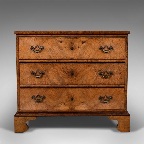 fig 2. Antique Gentleman's Lowboy, English, Burr Walnut, Chest of Drawers, Georgian