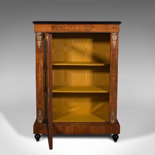 fig 2. Antique Pier Cabinet, English, Walnut, Inlay, Display Cupboard, Victorian, 1870