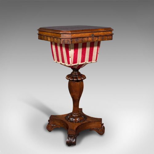 Antique Sewing Table, English, Ladies Work Box, Side, Early Victorian, C.1850