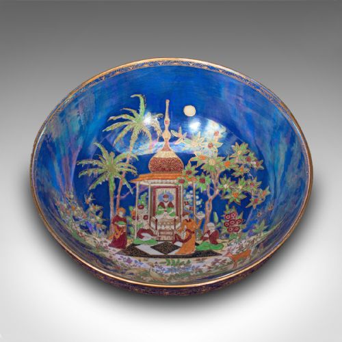 fig 1. Antique Decorative Fruit Bowl, English, Ceramic, Lustre, Serving Dish, C.1920