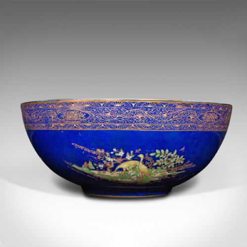 fig 2. Antique Decorative Fruit Bowl, English, Ceramic, Lustre, Serving Dish, C.1920