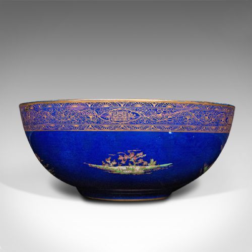fig 3. Antique Decorative Fruit Bowl, English, Ceramic, Lustre, Serving Dish, C.1920
