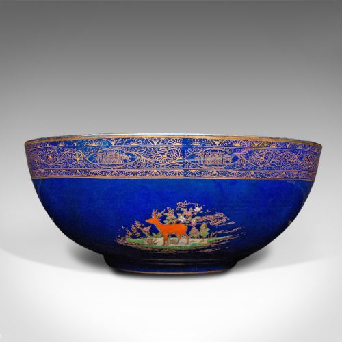 fig 4. Antique Decorative Fruit Bowl, English, Ceramic, Lustre, Serving Dish, C.1920
