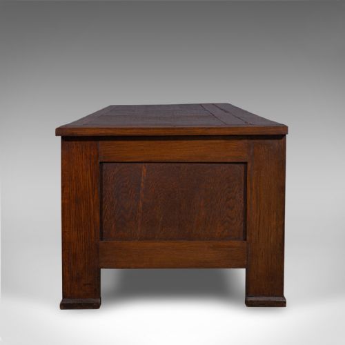 fig 4. Large Antique Blanket Coffer, English, Oak, Chest, Window Seat, Edwardian, 1910