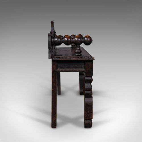 fig 2. Antique Gothic Bench, Scottish, Oak, Love Seat, Hall Pew, Victorian, Circa 1850