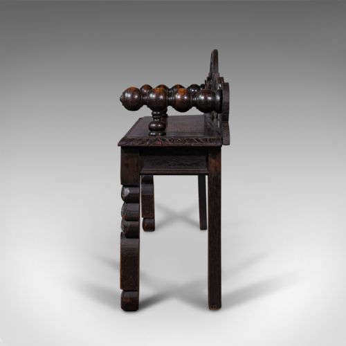 fig 4. Antique Gothic Bench, Scottish, Oak, Love Seat, Hall Pew, Victorian, Circa 1850