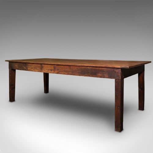 fig 2. Large, 8 Seat Antique Dining Table, English, Pine, Country Kitchen, Victorian