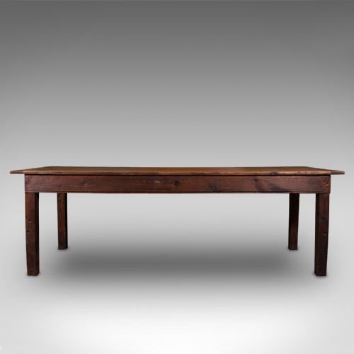 fig 4. Large, 8 Seat Antique Dining Table, English, Pine, Country Kitchen, Victorian