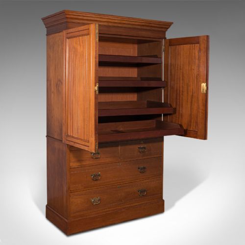 fig 1. Antique Linen Press Cupboard, English, Walnut, Cabinet, London, Victorian, 1890
