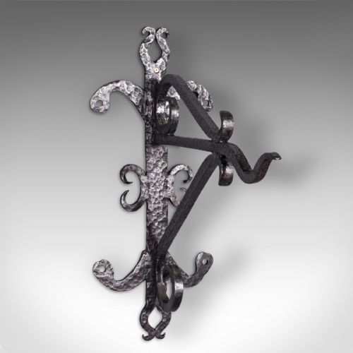 Antique Heavy Wall Bracket, English, Hand Beaten, Wrought Iron, Georgian, C.1800