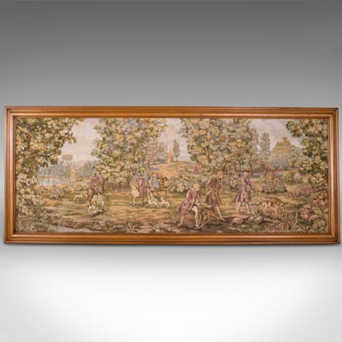 fig 1. Large Antique Panoramic Tapestry, French, Needlepoint, Decorative Panel, C.1910