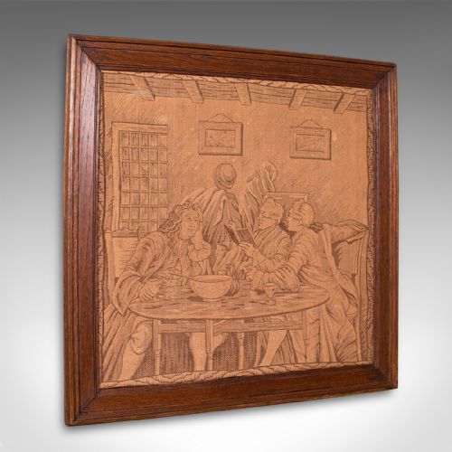 Antique Framed Tapestry, English, Needlepoint, Decorative Wall Panel, Victorian